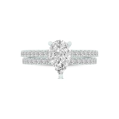 Marquee 1.60 CTW Center Pear Shape Lab Grown Diamond Engagement Ring Set in 14Karat White Gold
