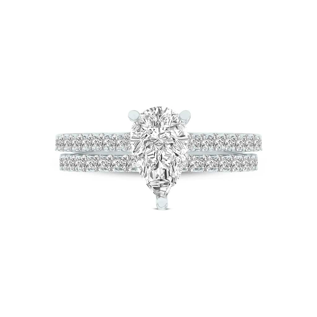 Marquee 1.60 CTW Center Pear Shape Lab Grown Diamond Engagement Ring Set in 14Karat White Gold