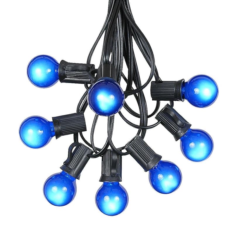 25 Foot G30 Outdoor Globe Patio String Lights - Set of 25 G30 Globe Bulbs - Blue