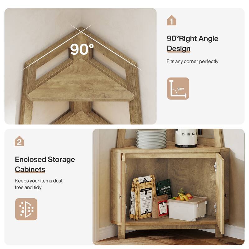 5-Tier Corner Shelf with Cabinet