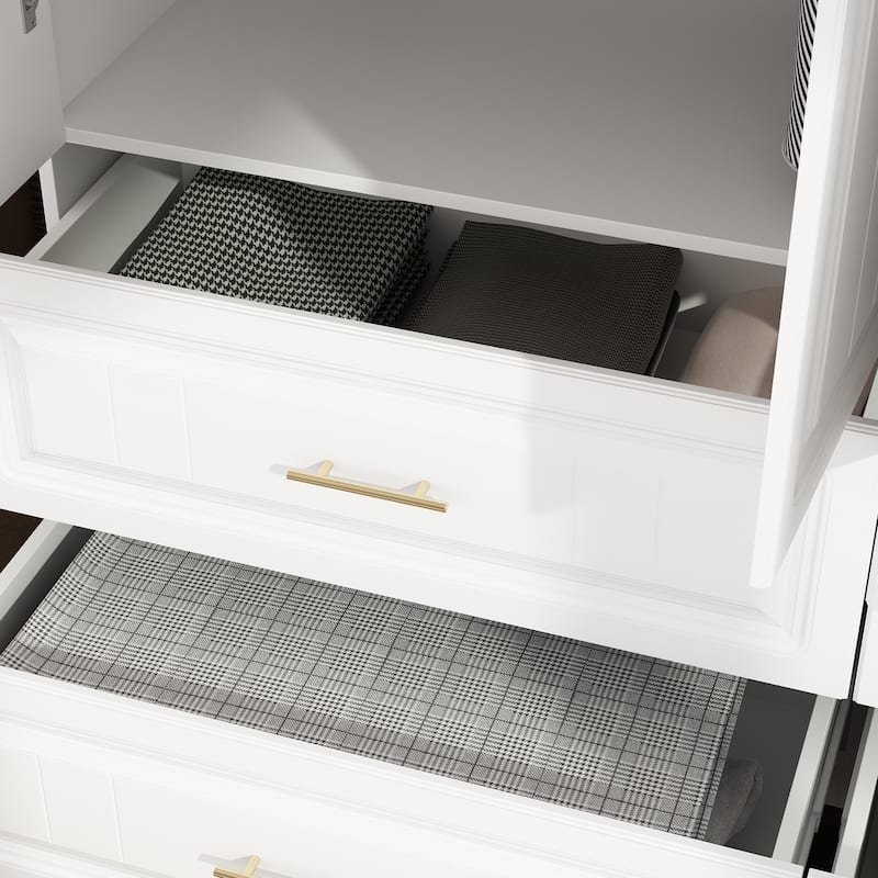 93.9"H/74.2"H Armoires Wardrobe Closet Cabinet Hanging Drawers Storage