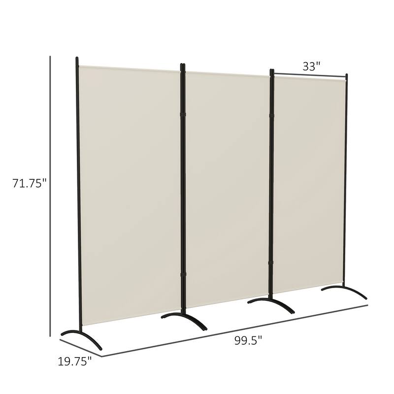 HOMCOM 3 Panel Room Divider Screen, 6 Ft Tall Folding Privacy Screen, Freestanding Partition Wall Divider