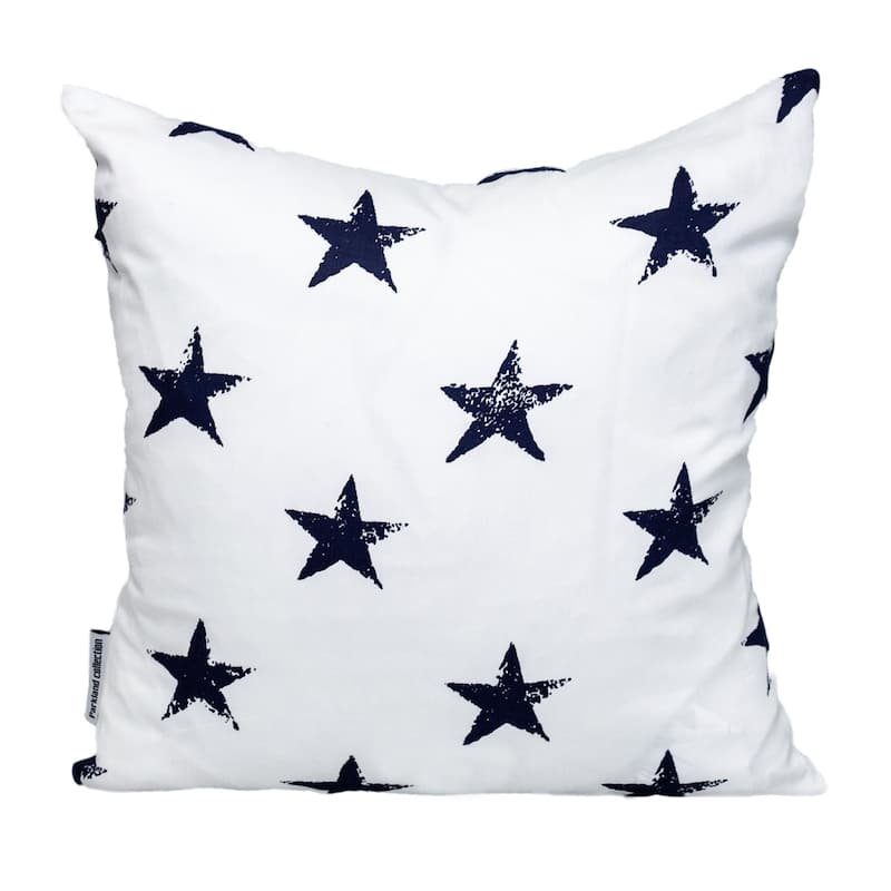 Stars Woven Cotton Throw Pillow - 16" - White and Blue