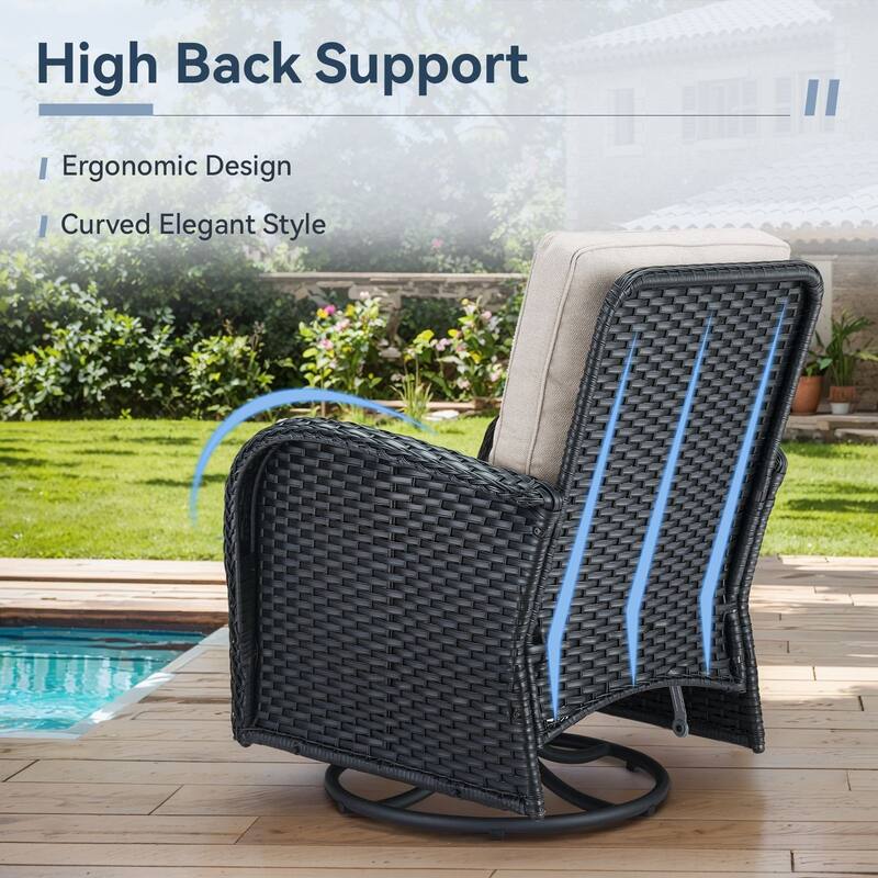 Gymojoy Patio Furniture Set Outdoor Wicker Swivel Glider Chairs Set