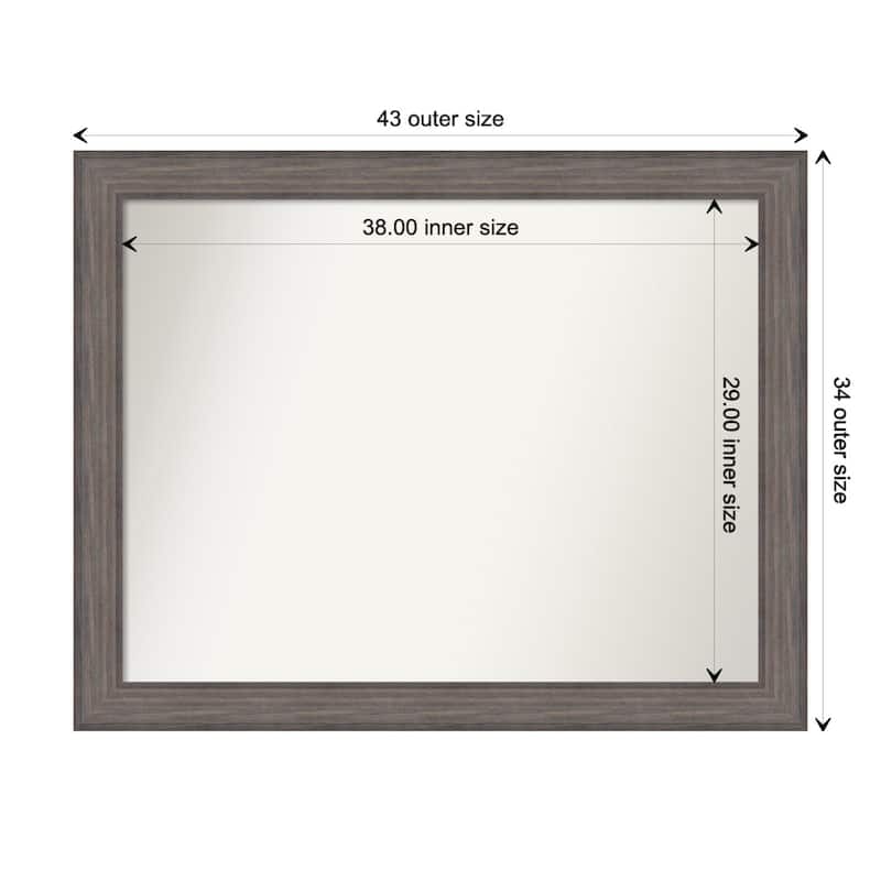 Country Barnwood Framed Non-Beveled Custom Wall Mirror, Bathroom Vanity Mirror - Outer Size: 43.25 x 34.25