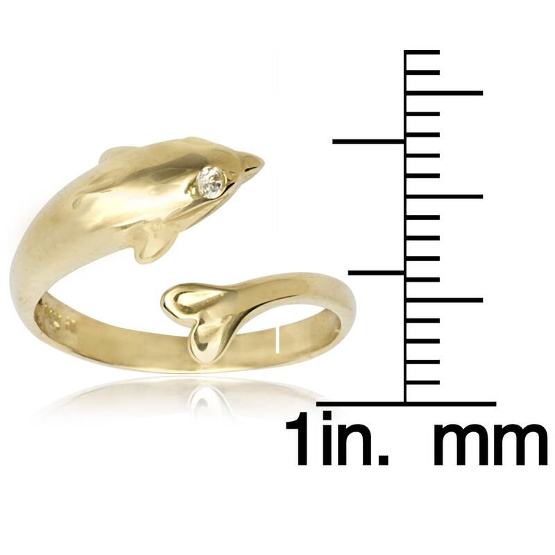 14k Yellow Gold Cubic Zirconia Dolphin Adjustable Toe Ring