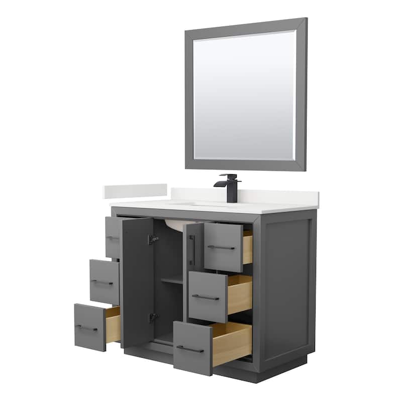 Icon 42-inch Single Vanity, Quartz Top, 34-inch Mirror