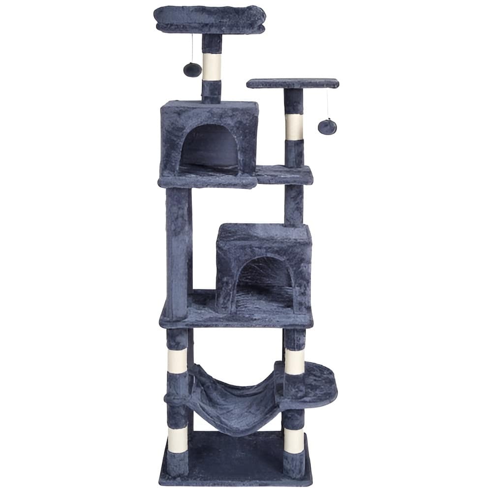 7-Level Cat Tree Tower, 63" Multi-Cat Condo with Hammock & Perch
