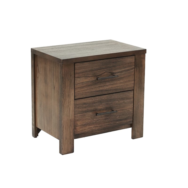 1pc Nightstand Wooden Bedside Table 2x Drawers - Oak