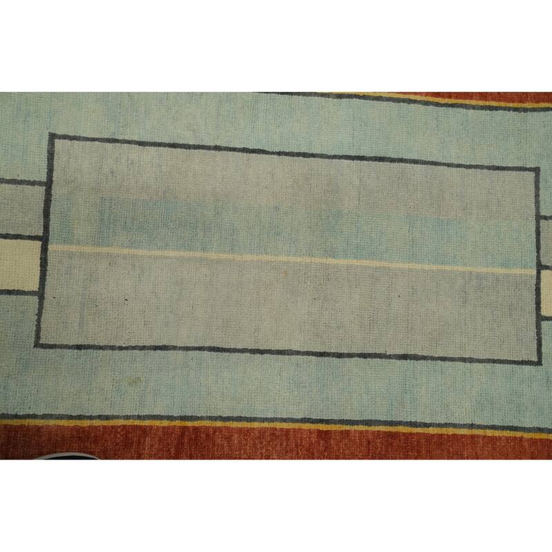 Geometric Gabbeh Vegetable Dye Turkish Area Rug Handmade Wool Carpet - 8' 10'' X 5' 11''