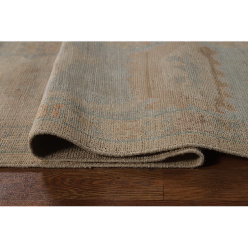 Floral Vegetable Dye Oushak Turkish Area Rug Hand-Knotted Wool Carpet - 9'0"x 12'5"