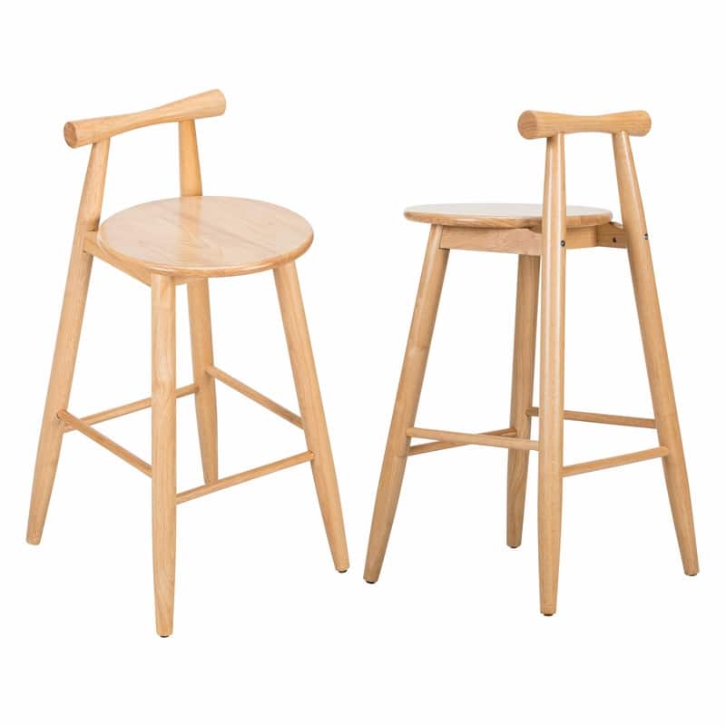 Grove Indoor Rubberwood Bar Stools with Natural Finish, Set of 2