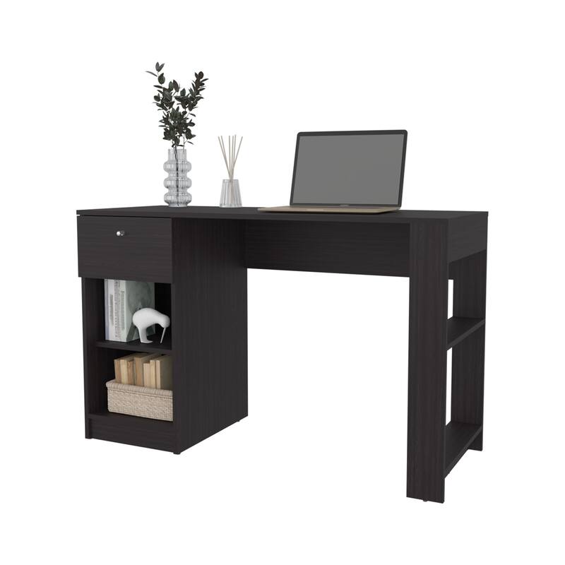 Salomé Computer Desk with Open Storage, Natural Oak