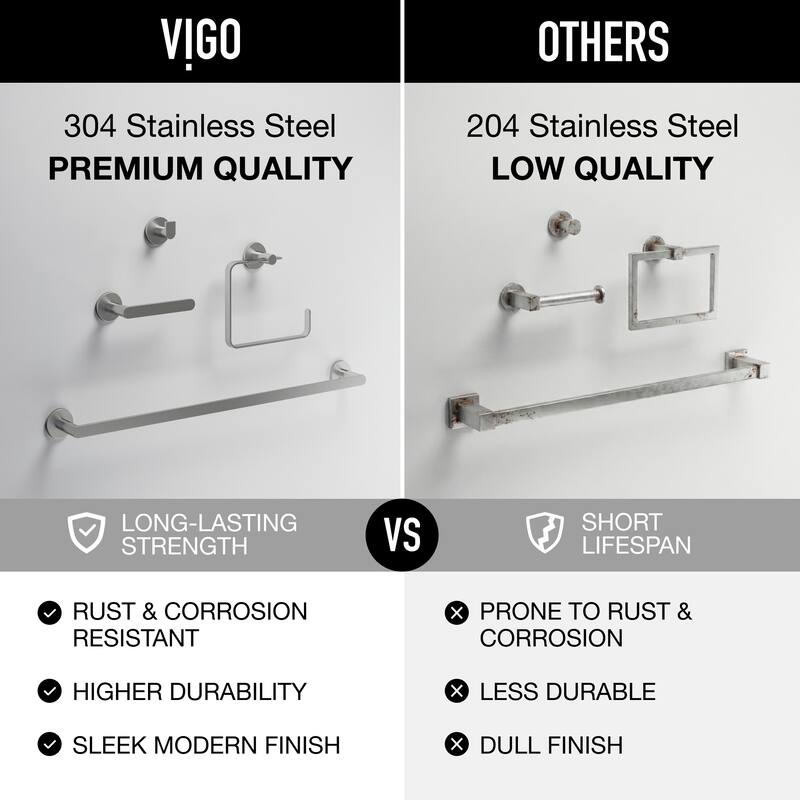 VIGO Arden 4-Piece Bathroom Hardware Accessory Set with 24 in. Towel Bar, Toilet Paper Holder, Hand Towel Holder, Hook