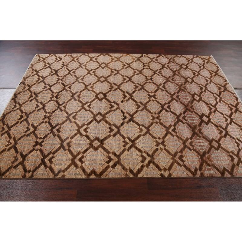 Geometric Gabbeh Kashkoli Oriental Area Rug Wool Hand-knotted Carpet - 5'7" x 7'9"