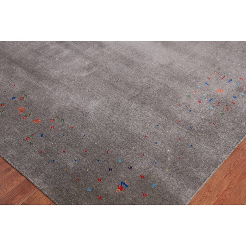 Gabbeh Indian Area Rug Hand-Knotted Wool Carpet - 7'10" x 9'9"