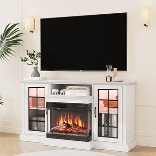 Fireplace TV Stand with All-Sided Glass Electric Fireplace - Bed Bath ...