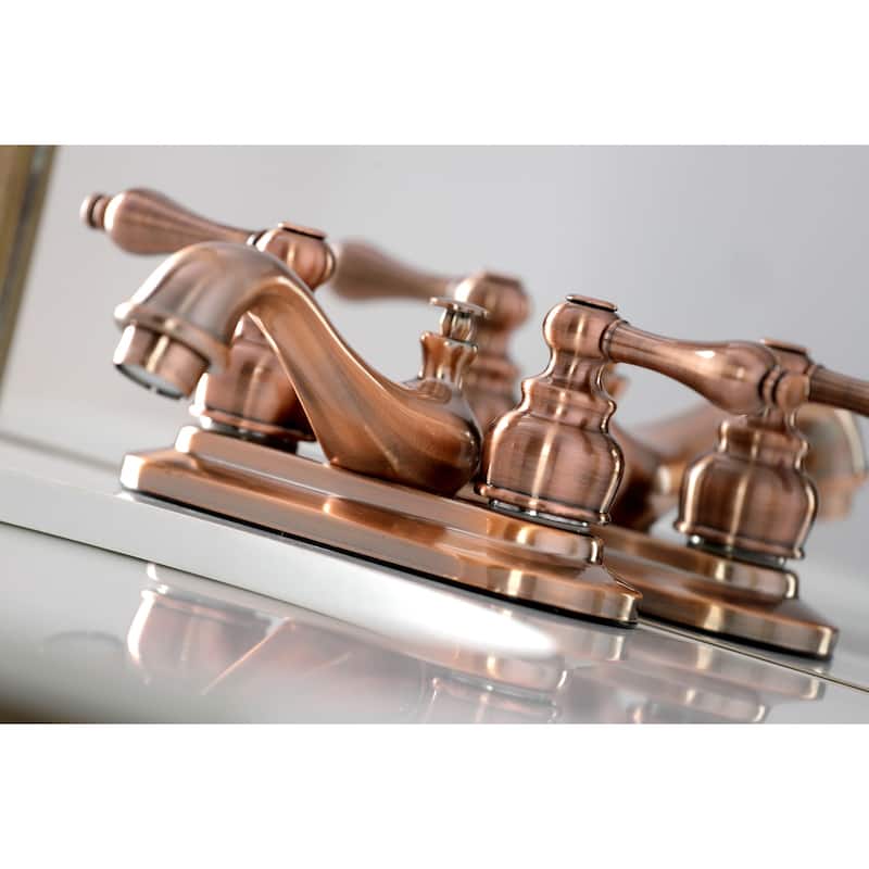 Restoration Two-Handle 3-Hole Deck Mount 4 in. Centerset Bathroom Faucet in Antique Copper