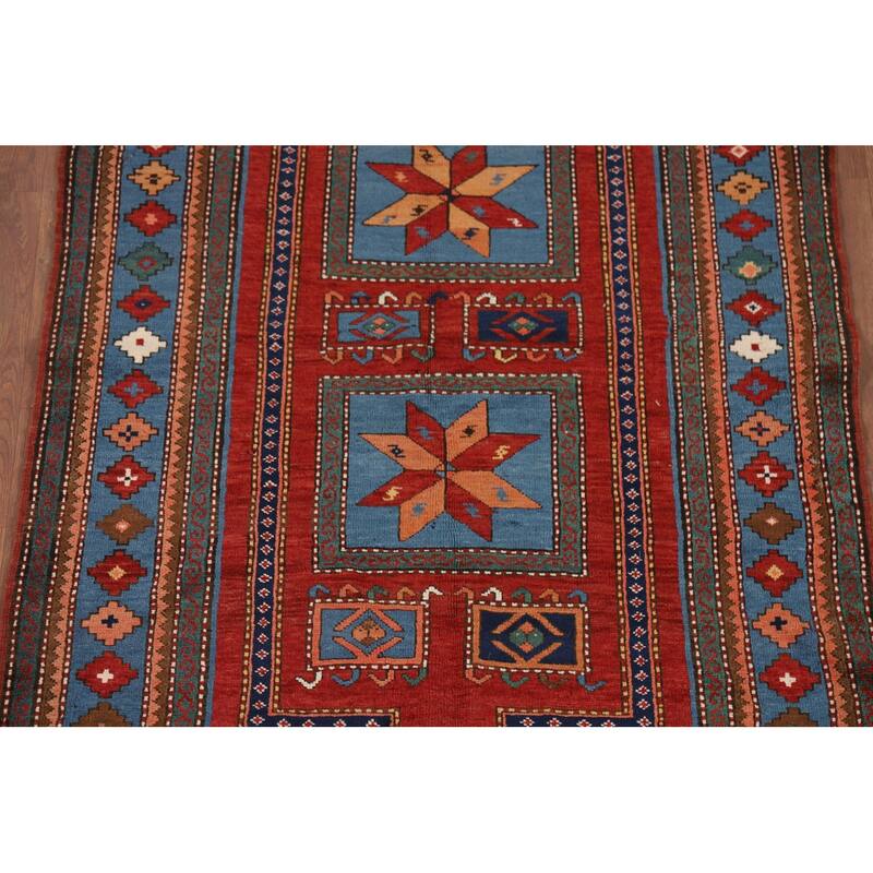 Vegetable Dye Shirvan Antique Area Rug Hand-Knotted Wool Carpet - 3'10" x 6'9"
