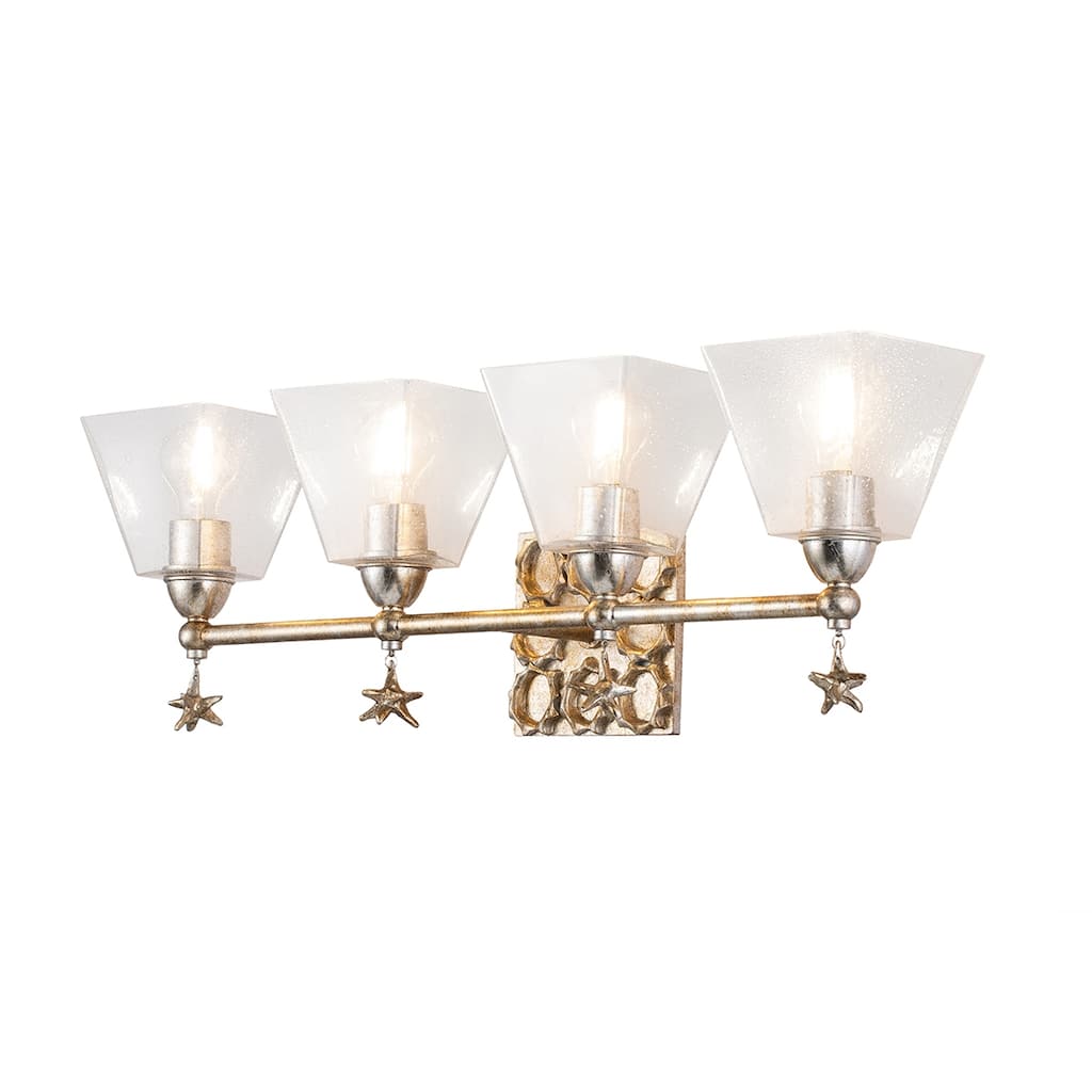 Star 4 Light Bath Bar in Silver - 30"L x 8"D x 10"H