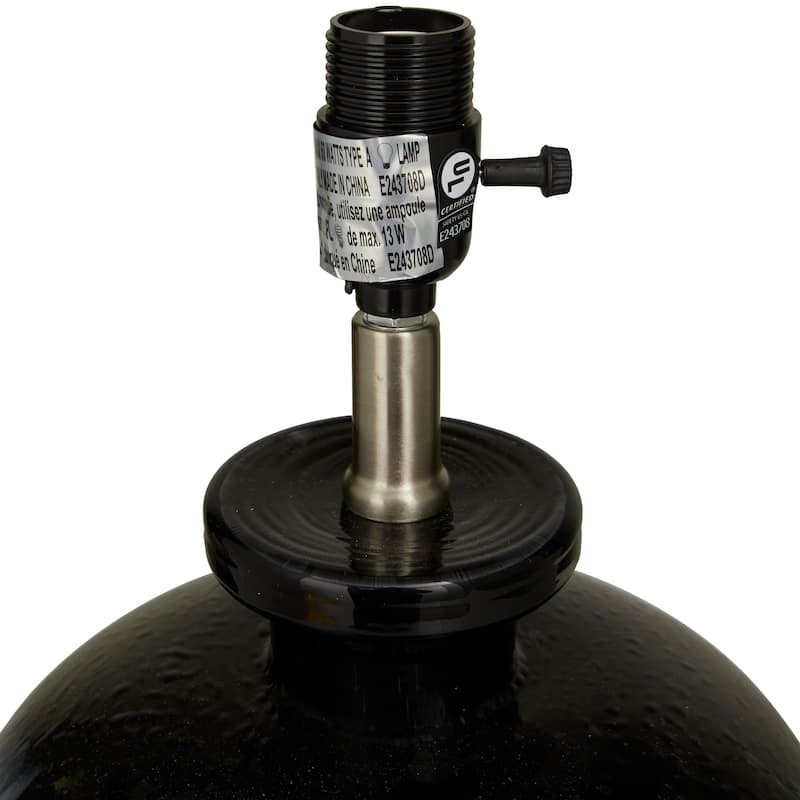 White Glass Gourd Style Base Room Table Lamp with Drum Shade