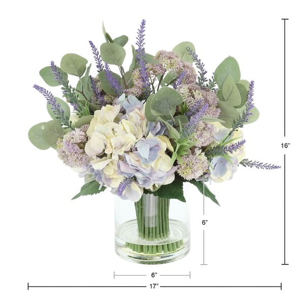 Modern Farmhouse Floral Arrangement with Hydrangeas, Lavender and Sedum
