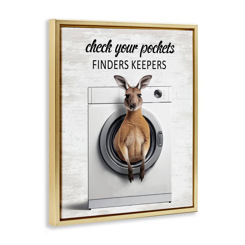 Stupell Finders Keepers Laundry Rule Framed Floater Canvas Wall Art Design By Lettered and Lined