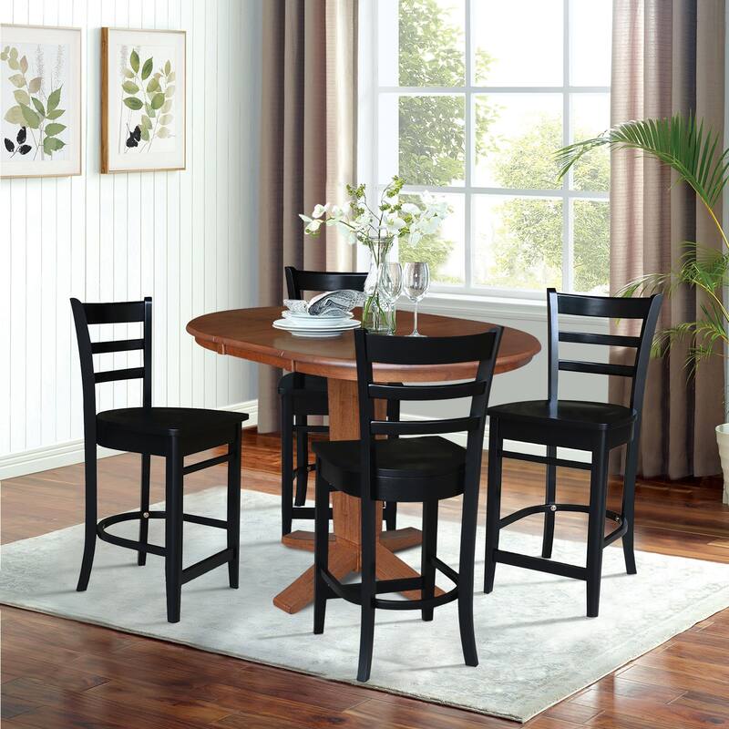36 in Round Counter Height Extension Dining Table with 12 in Leaf and