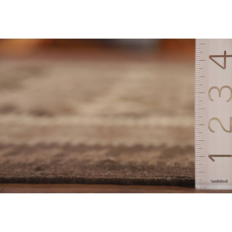 Hand Woven Oriental 100% Wool Carpet Southwestern Geometric Brown Kilim Area Rug - 9' 9'' X 6' 9''