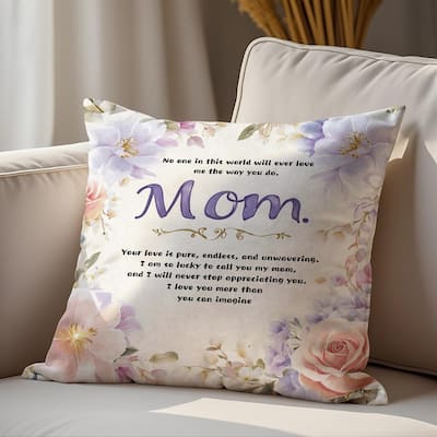 Mother's Day Pillow Cover,Floral Decorative Pillow Cover Cushion Case,Mother's Birthday Gift Idea, Pillowcase for Mom,