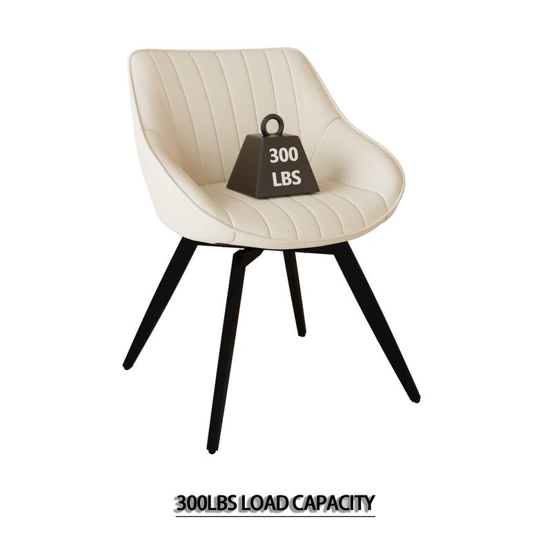 5-Piece Kitchen Table Set for 4, Modern Round Dining Table Set with Carved Legs and PU Leather Chairs for Dining Room