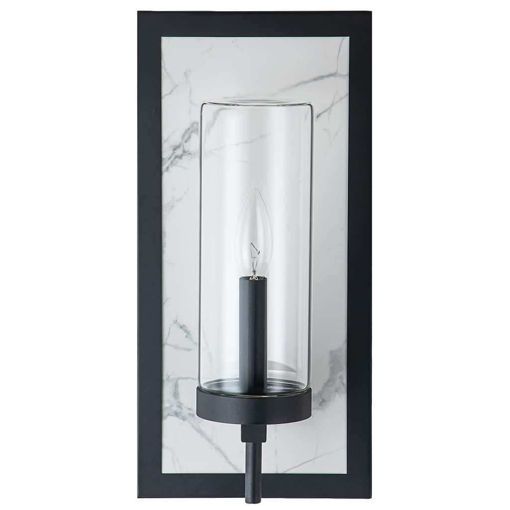15.5" Modern Outdoor Wall Sconce with White Rock Plate