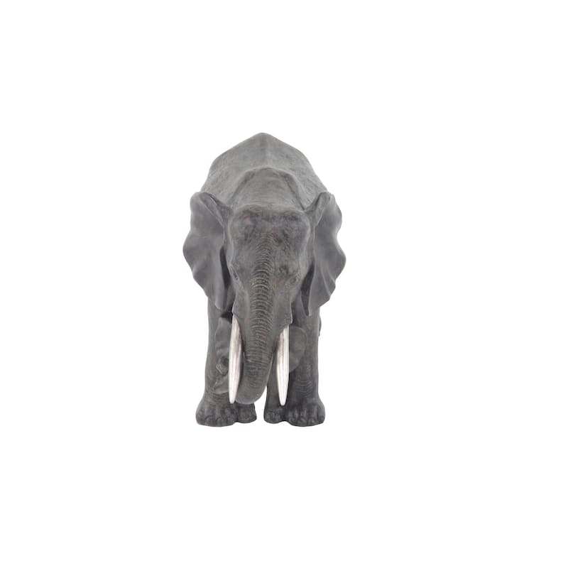 Gray Polystone Elephant Decorative Sculpture