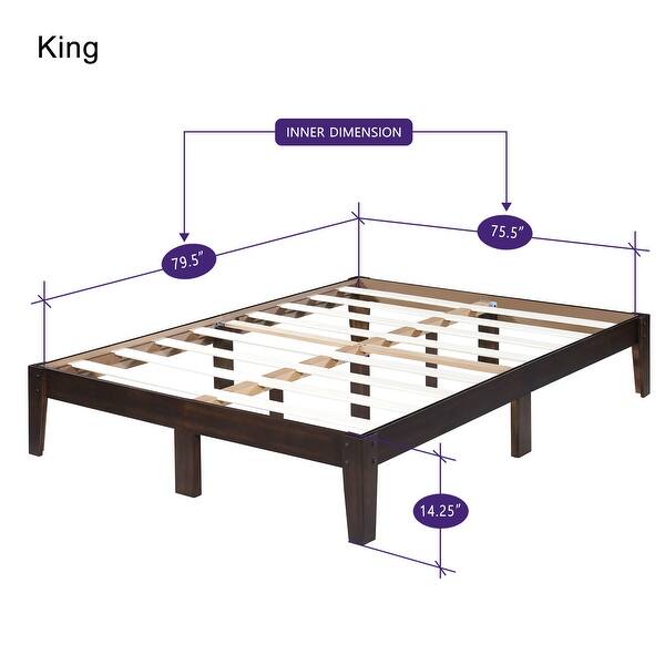 Sleeplanner 14 inch Deluxe Solid Wood Bed Frame (King) On Sale Bed Bath & Beyond 22882024