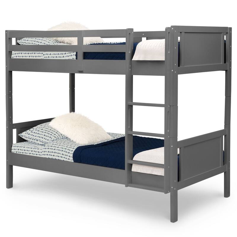 Convertible Twin Over Twin Wood Bunk Bed With Ladder And Guardrails