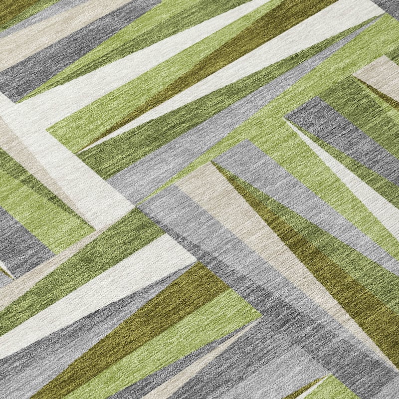 Machine Washable Indoor/ Outdoor Contemporary Mosaic Chantille Rug