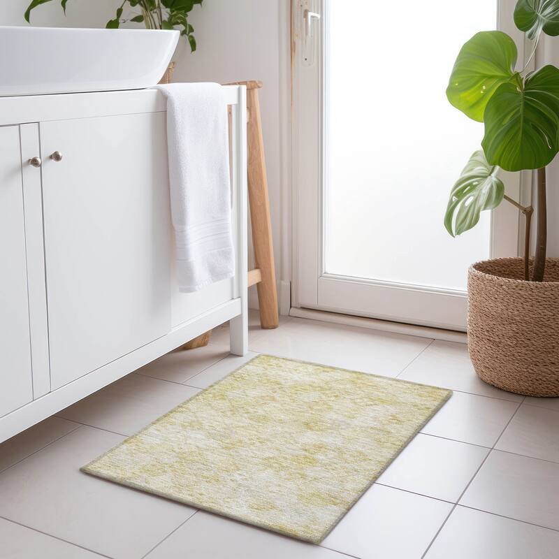 Machine Washable Indoor/ Outdoor Boho Modern Chantille Rug - Linen - 1'8" x 2'6"
