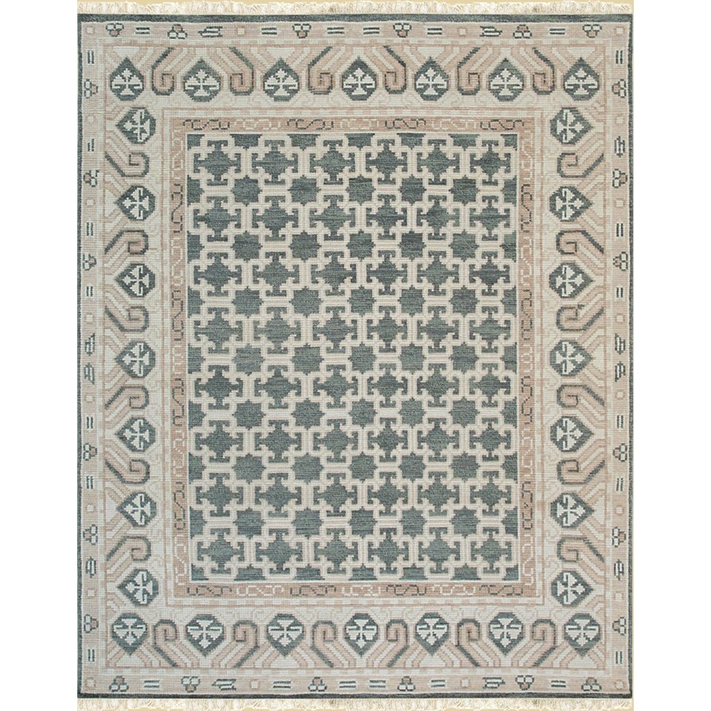 Hand-Knotted Wool Charcoal Traditional Oriental Kotan Rug - Classic Elegance and Timeless Craftsmanship