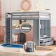 preview thumbnail 1 of 8, Full Size Eye-catching Design Loft Bed with large shelves, writing desk and LED Light, Maximum Storage Space, Gray Gray