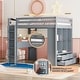 preview thumbnail 11 of 18, Full Size Eye-catching Design Loft Bed with large shelves, writing desk and LED Light, Maximum Storage Space, White Gray