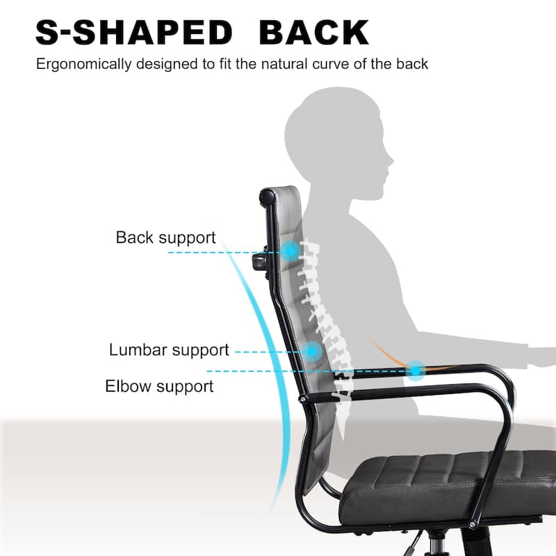 Ergonomic Office Chair Full-Grain Leather with Lumbar Support