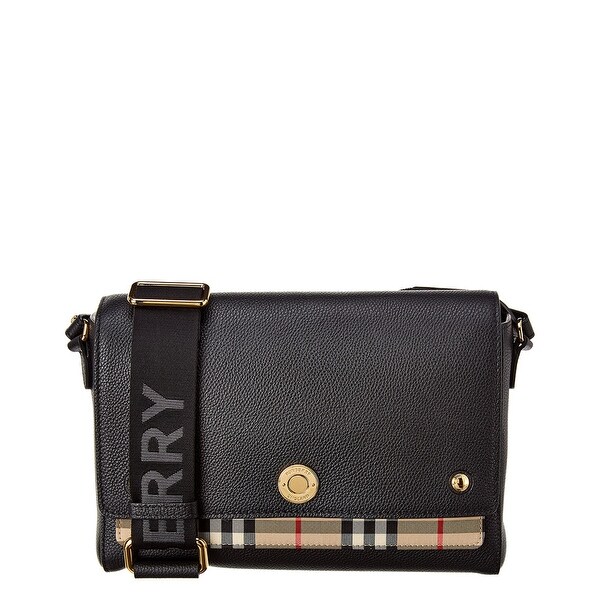 medium note check & leather crossbody bag