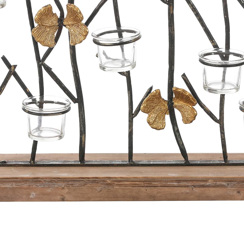 Rustic Black Metal Nature Tree Branches Tabletop Tea Light Holder - 18.3" H x 19" W x 4.25" D