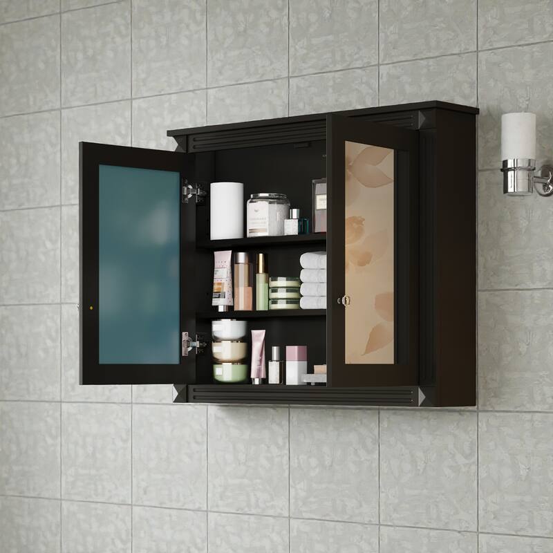 36 Inch Wall Mounted Bathroom Medicine Cabinet with Double Mirrors, Adjustable Shelves, Modern Storage Cabinet