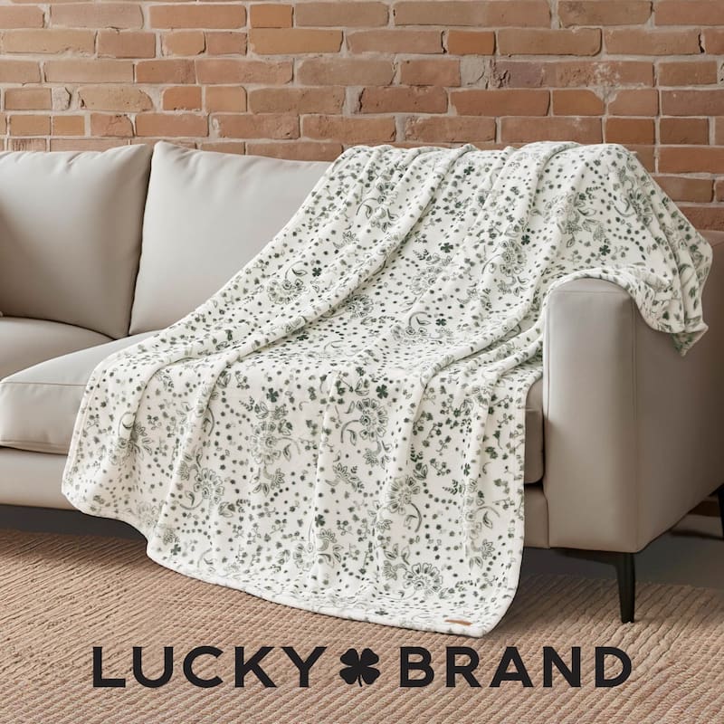 Lucky Brand Lucky Clovers Plush Throw Blankets