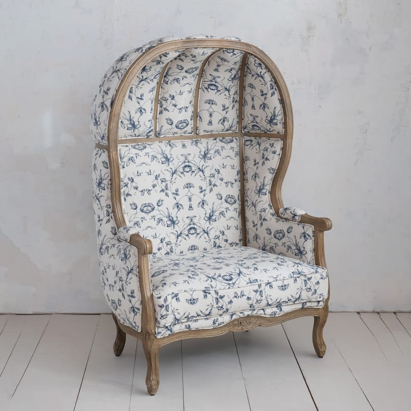 Cotton and Linen Upholstered Balloon Chair with Pattern - 44.0"L x 31.25"W x 61.5"H