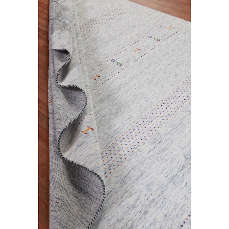Hand Knotted Oriental 100% Wool Carpet Tribal Animal Pictorial Greys & Charcoal Gabbeh Area Rug - 9' 11'' X 8' 1''