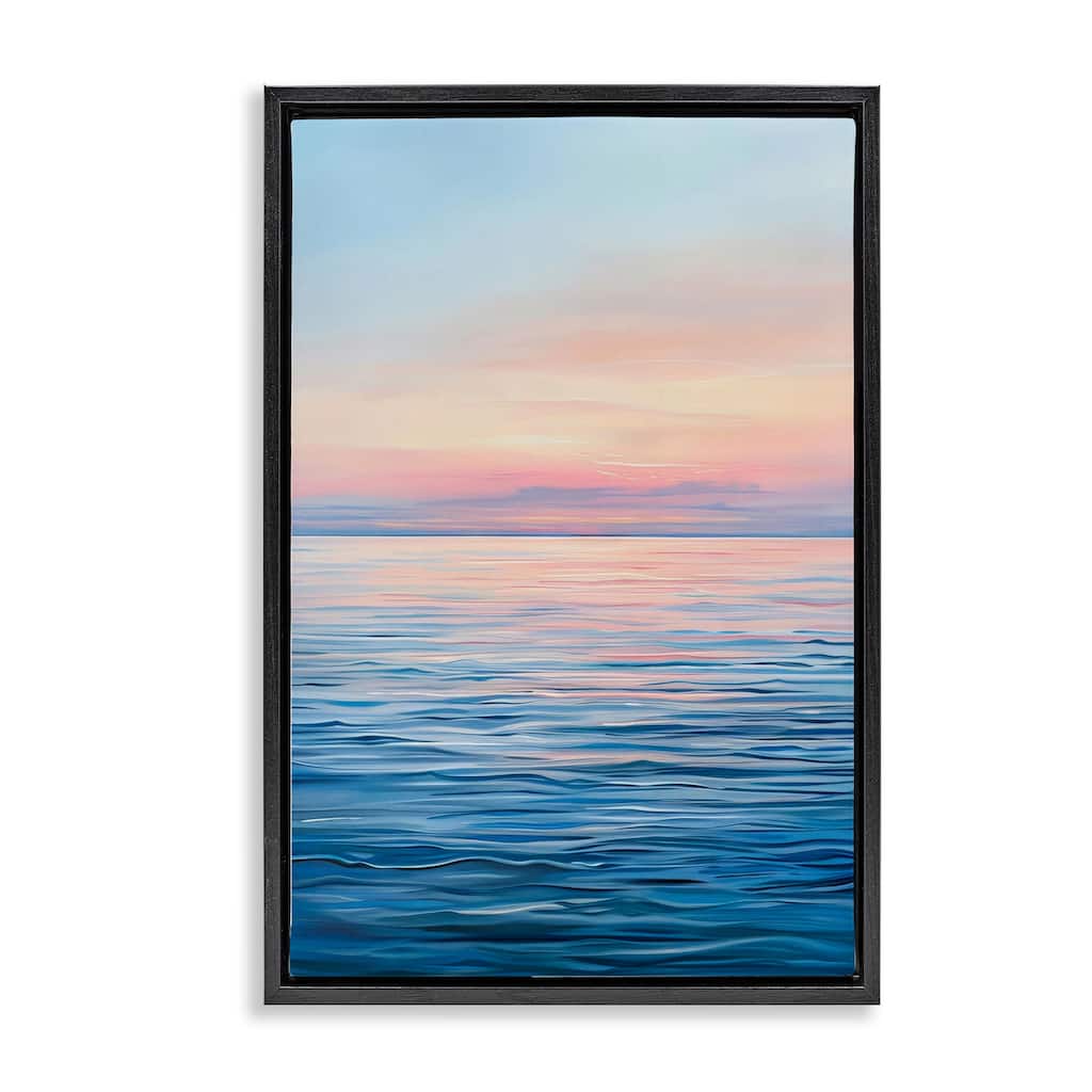 Stupell Sunrise over Ocean Gradient Framed Floater Canvas Wall Art Design By LSR Design Studio