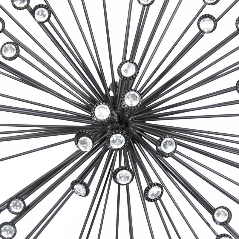 Metal Starburst Wall Decor with Crystal Embellishments - Set of 3 Black - Roche River Decor