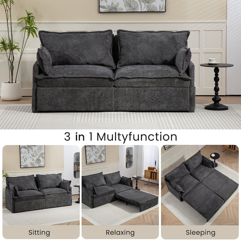 GDFStudio - Harper Lane Corduroy Convertible Sofa Bed with USB Charging & Side Storage for Cozy Apartment Living